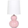 3_Simple Designs 12.5" Stacked Gourd Ceramic Table Lamp, Pink, Wht Fbc Shade more views