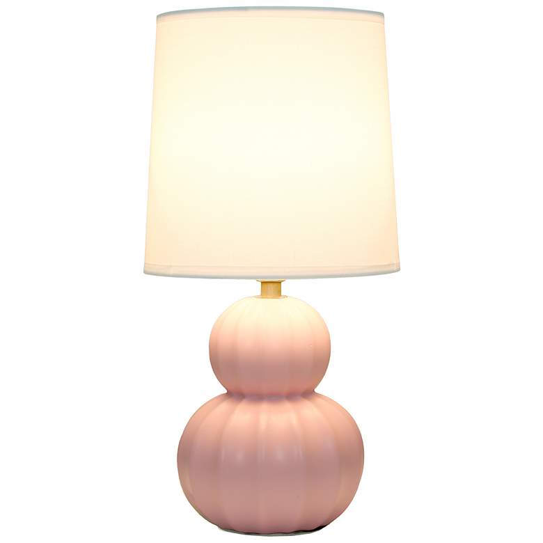 Image 4 Simple Designs 12.5" Stacked Gourd Ceramic Table Lamp, Pink, Wht Fbc Shade more views