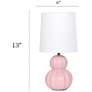 5_Simple Designs 12.5" Stacked Gourd Ceramic Table Lamp, Pink, Wht Fbc Shade more views