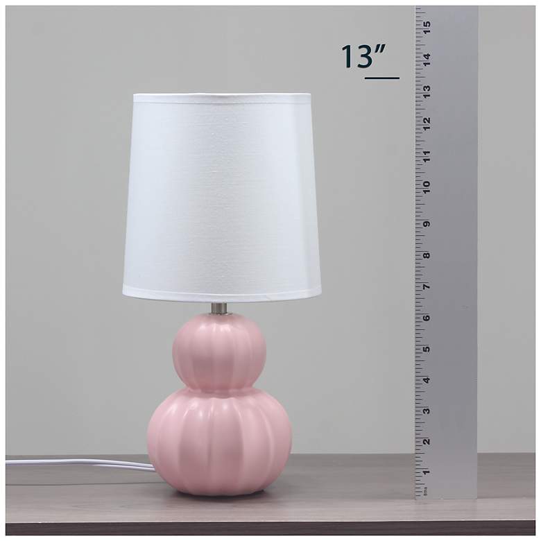 Image 7 Simple Designs 12.5" Stacked Gourd Ceramic Table Lamp, Pink, Wht Fbc Shade more views