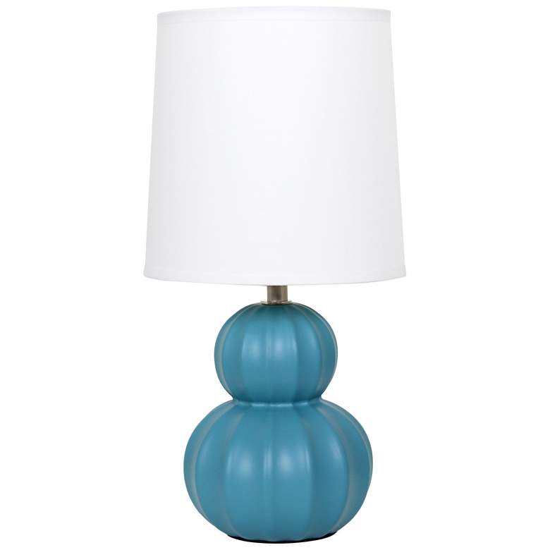 Image 1 Simple Designs 12.5" Stacked Gourd Ceramic Table Lamp,Teal, Wht Fbc Shade