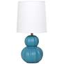 1_Simple Designs 12.5" Stacked Gourd Ceramic Table Lamp,Teal, Wht Fbc Shade