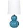Simple Designs 12.5" Stacked Gourd Ceramic Table Lamp,Teal, Wht Fbc Shade