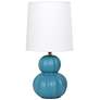 2_Simple Designs 12.5" Stacked Gourd Ceramic Table Lamp,Teal, Wht Fbc Shade more views
