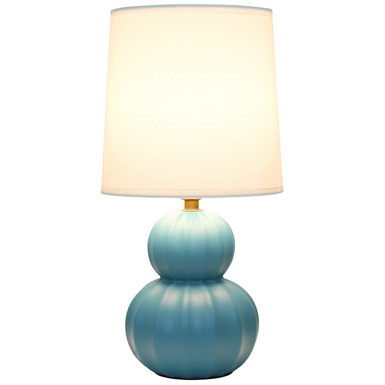 Image 3 Simple Designs 12.5" Stacked Gourd Ceramic Table Lamp,Teal, Wht Fbc Shade more views