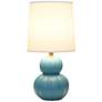 3_Simple Designs 12.5" Stacked Gourd Ceramic Table Lamp,Teal, Wht Fbc Shade more views