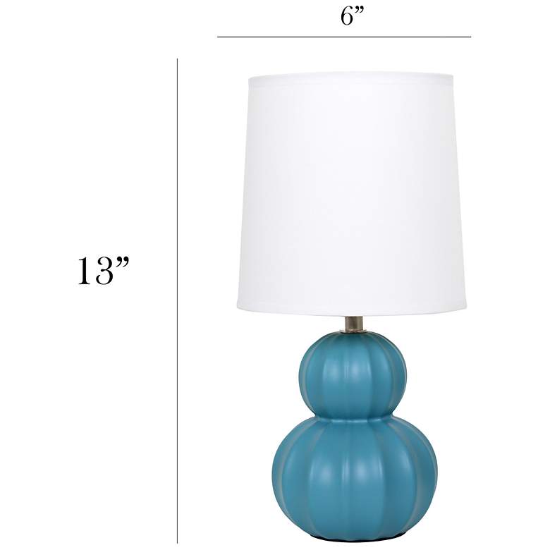 Image 4 Simple Designs 12.5" Stacked Gourd Ceramic Table Lamp,Teal, Wht Fbc Shade more views