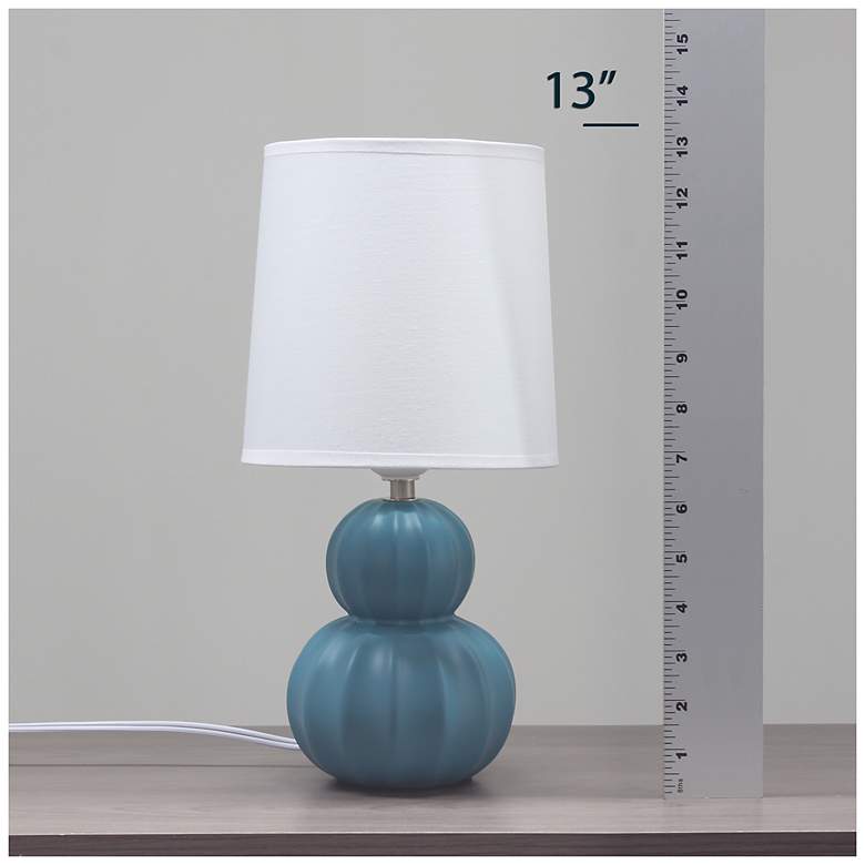 Image 7 Simple Designs 12.5" Stacked Gourd Ceramic Table Lamp,Teal, Wht Fbc Shade more views