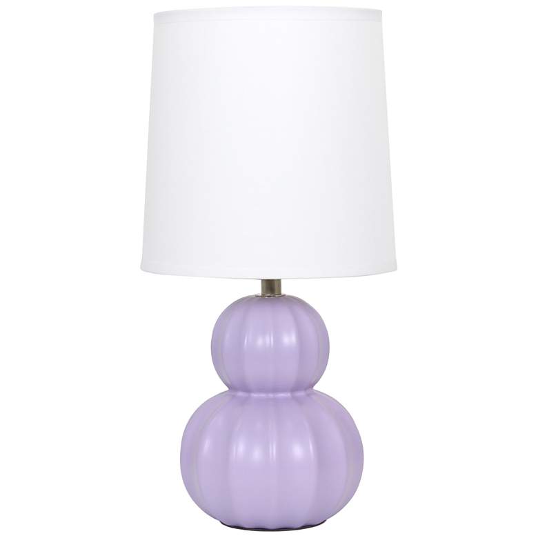 Image 2 Simple Designs 12.5" Stacked Gourd Ceramic Tb Lamp, Lavender, WHT Fbc Shade