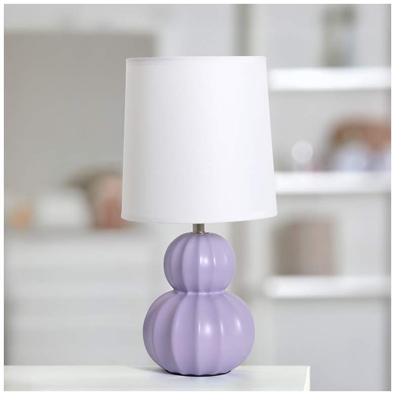 Image 1 Simple Designs 12.5" Stacked Gourd Ceramic Tb Lamp, Lavender, WHT Fbc Shade