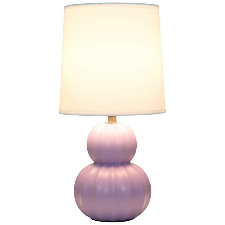 Image 4 Simple Designs 12.5" Stacked Gourd Ceramic Tb Lamp, Lavender, WHT Fbc Shade more views