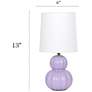 5_Simple Designs 12.5" Stacked Gourd Ceramic Tb Lamp, Lavender, WHT Fbc Shade more views