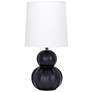 2_Simple Designs 12.5" Stacked Gourd Ceramic Tb Lp, Black, White Fabric Shade