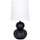 Simple Designs 12.5" Stacked Gourd Ceramic Tb Lp, Black, White Fabric Shade