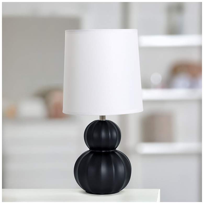 Image 1 Simple Designs 12.5" Stacked Gourd Ceramic Tb Lp, Black, White Fabric Shade