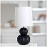 1_Simple Designs 12.5" Stacked Gourd Ceramic Tb Lp, Black, White Fabric Shade
