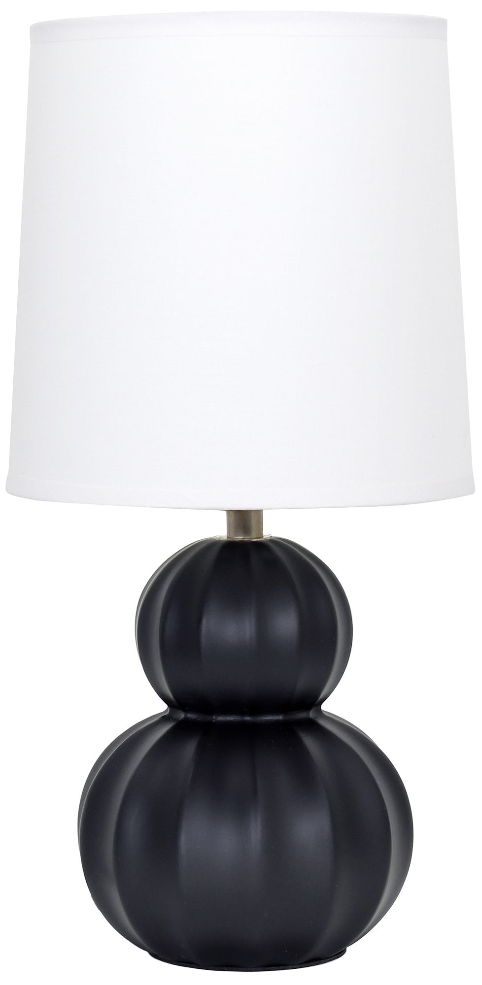 Image 3 Simple Designs 12.5" Stacked Gourd Ceramic Tb Lp, Black, White Fabric Shade more views