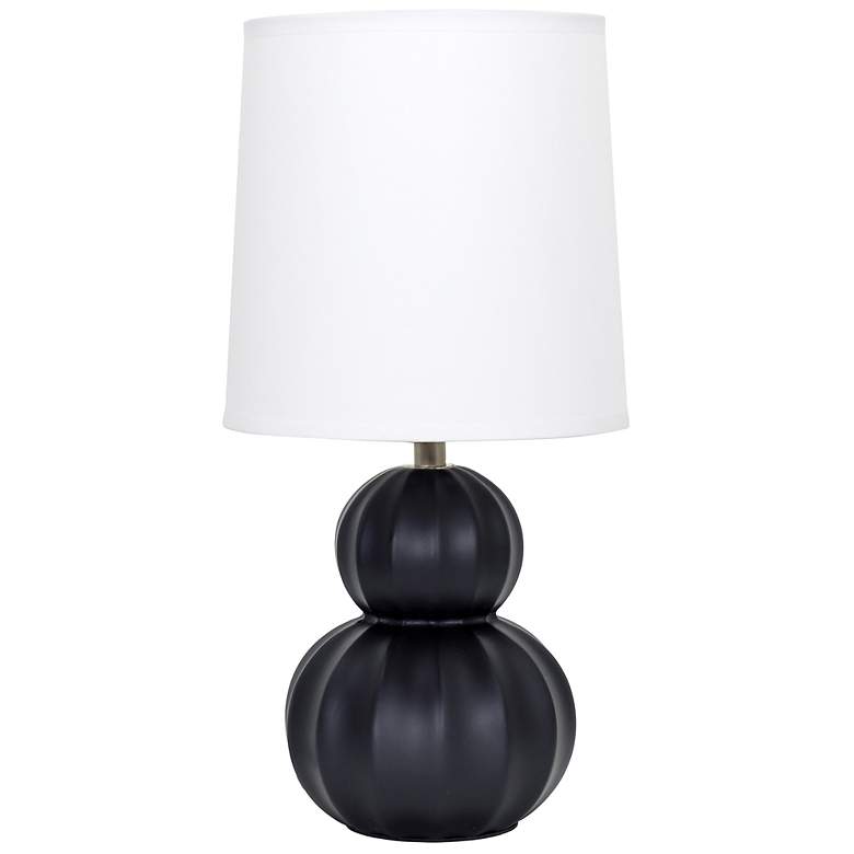 Image 3 Simple Designs 12.5" Stacked Gourd Ceramic Tb Lp, Black, White Fabric Shade more views