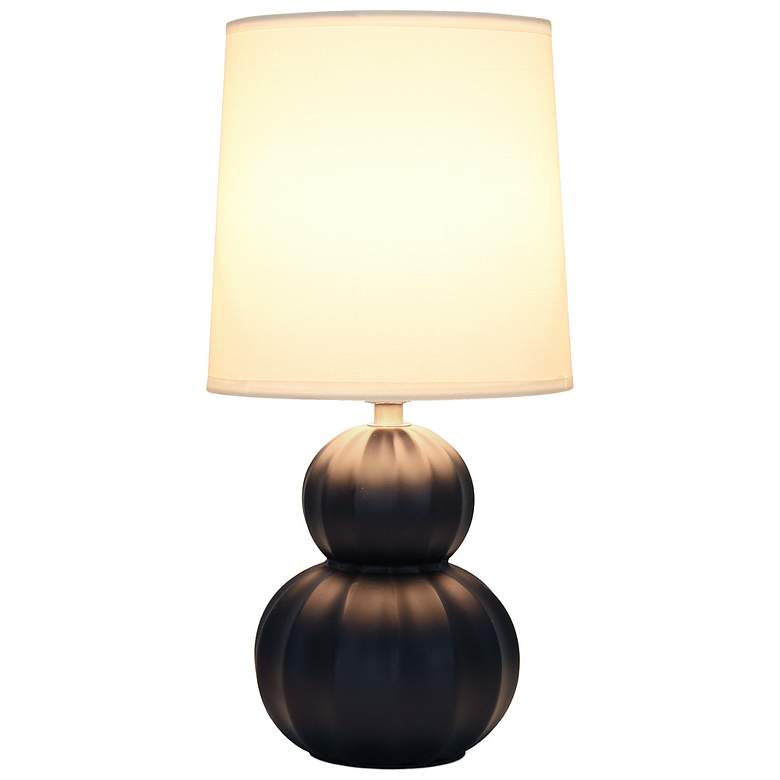 Image 4 Simple Designs 12.5" Stacked Gourd Ceramic Tb Lp, Black, White Fabric Shade more views