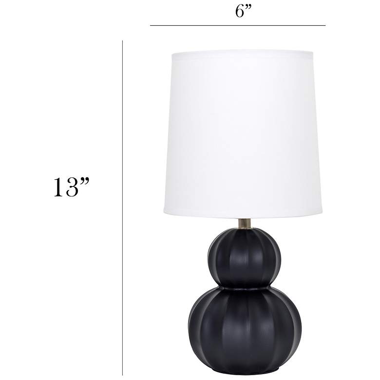 Image 5 Simple Designs 12.5" Stacked Gourd Ceramic Tb Lp, Black, White Fabric Shade more views