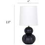 5_Simple Designs 12.5" Stacked Gourd Ceramic Tb Lp, Black, White Fabric Shade more views