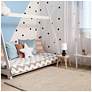 6_Simple Designs 12.5" Stacked Gourd Ceramic Tb Lp, Black, White Fabric Shade more views
