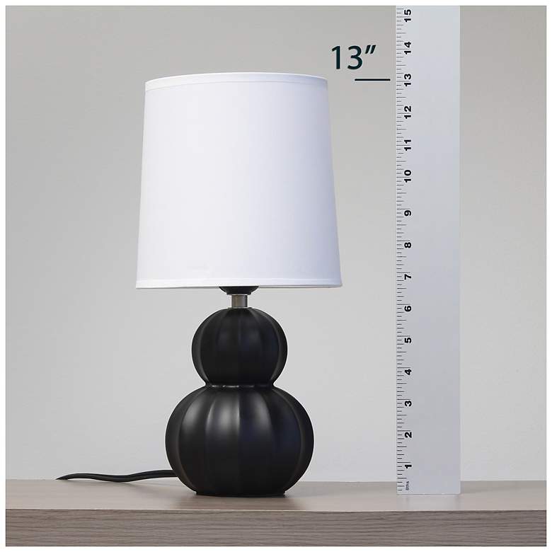 Image 7 Simple Designs 12.5" Stacked Gourd Ceramic Tb Lp, Black, White Fabric Shade more views