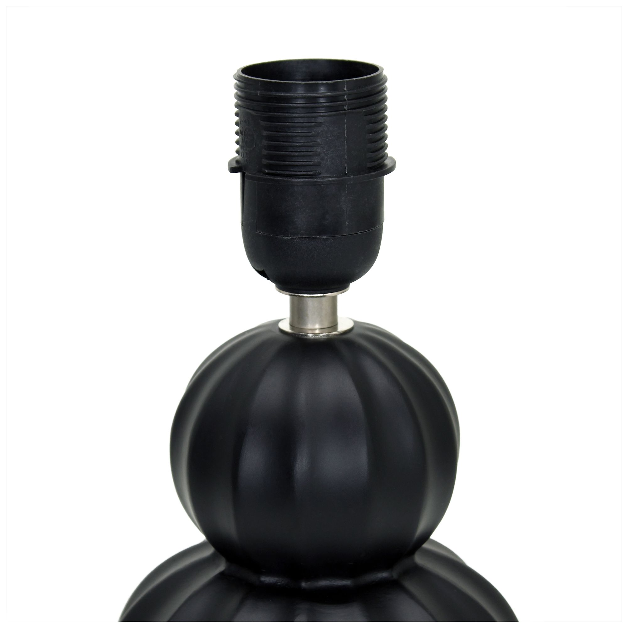 Simple Designs 12.5" Stacked Gourd Ceramic Tb Lp, Black, White Fabric Shade