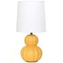 1_Simple Designs 12.5" Stacked Gourd Ceramic Tb Lp, Yellow, Wht Fabric Shade