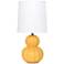 Simple Designs 12.5" Stacked Gourd Ceramic Tb Lp, Yellow, Wht Fabric Shade