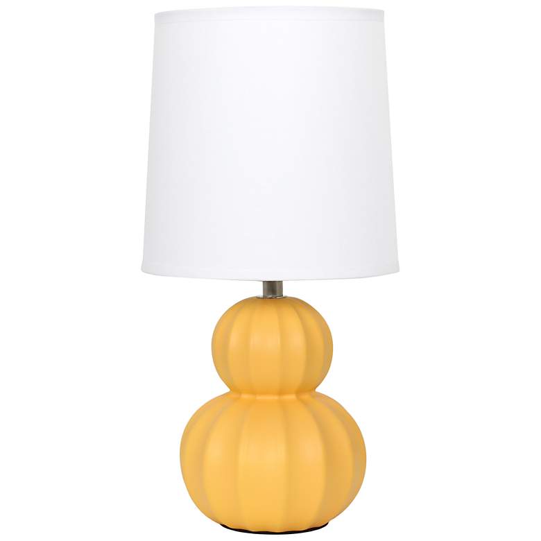 Image 2 Simple Designs 12.5" Stacked Gourd Ceramic Tb Lp, Yellow, Wht Fabric Shade more views