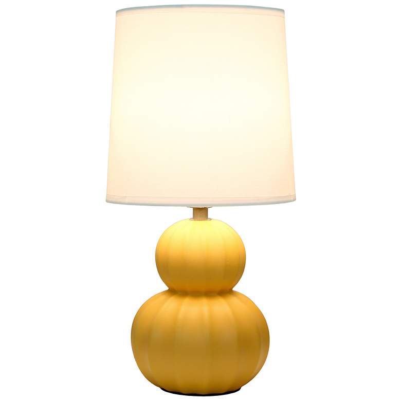 Image 3 Simple Designs 12.5" Stacked Gourd Ceramic Tb Lp, Yellow, Wht Fabric Shade more views