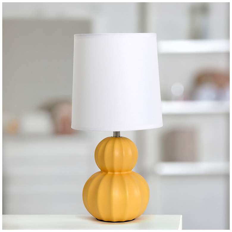 Image 5 Simple Designs 12.5" Stacked Gourd Ceramic Tb Lp, Yellow, Wht Fabric Shade more views