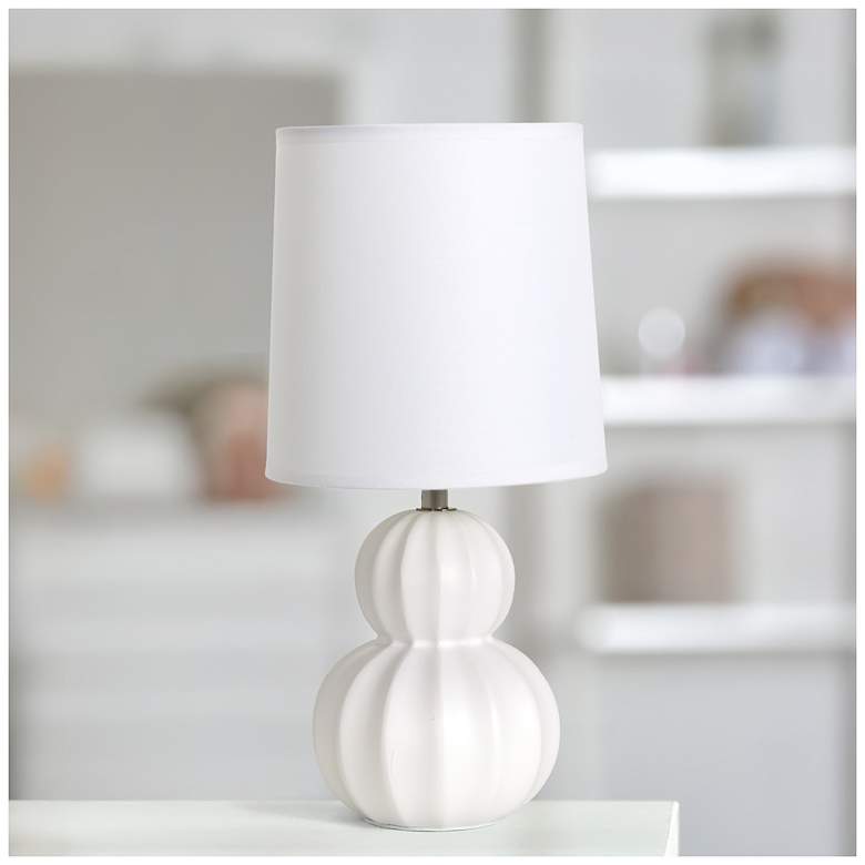 Image 1 Simple Designs 12.5" Stacked Gourd Ceramic Tbl Lp, Off White, WHT Fbc Shade