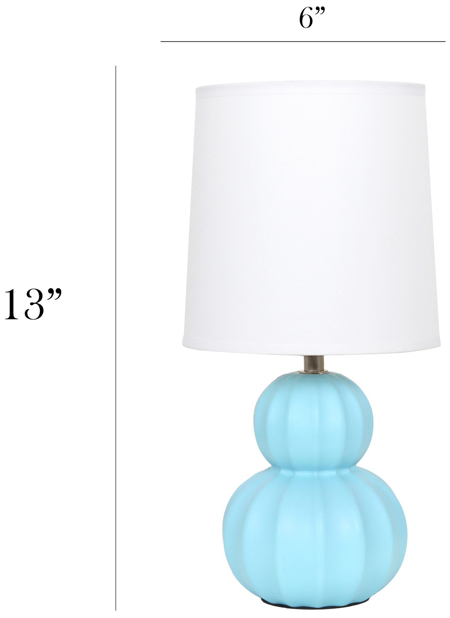 Simple Designs 12.5" Stacked Gourd CRMC Tb Lp, Baby Blue, White Fbc Shade