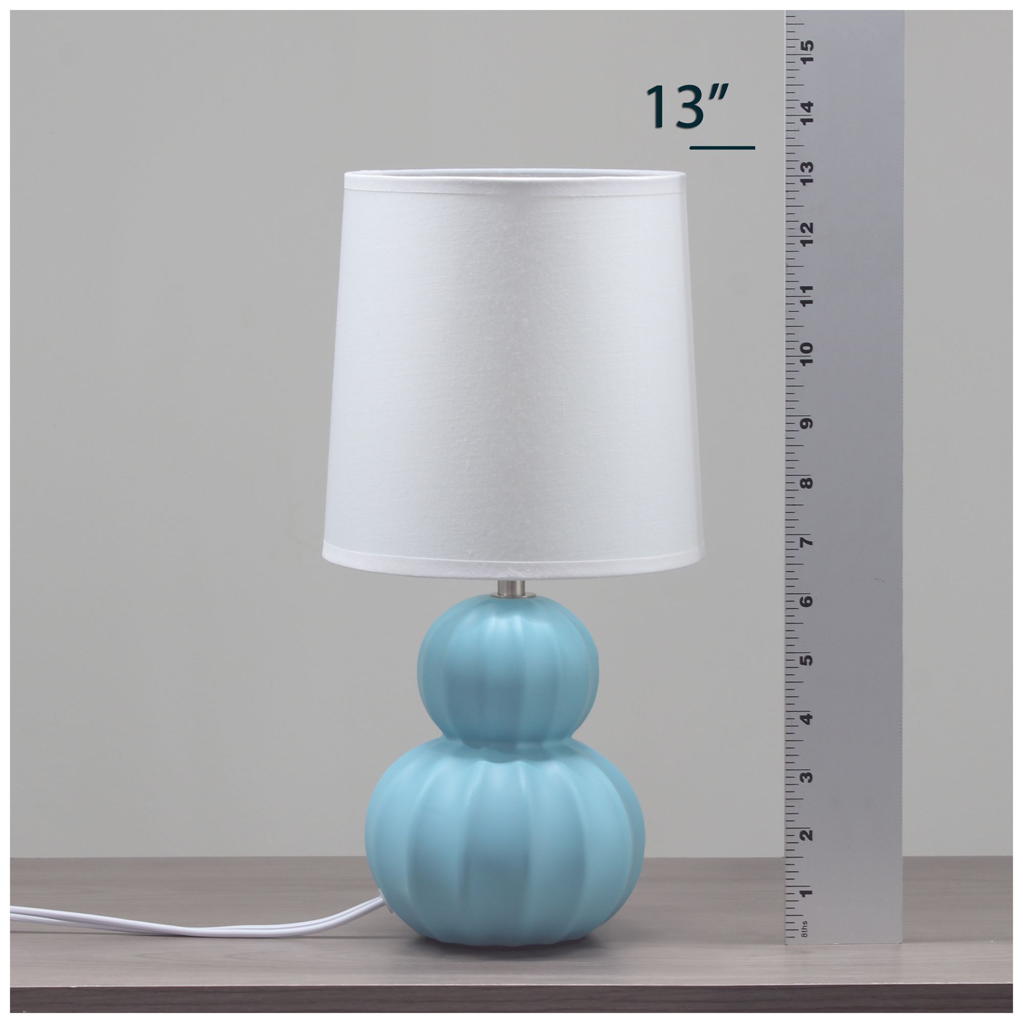Simple Designs 12.5" Stacked Gourd CRMC Tb Lp, Baby Blue, White Fbc Shade