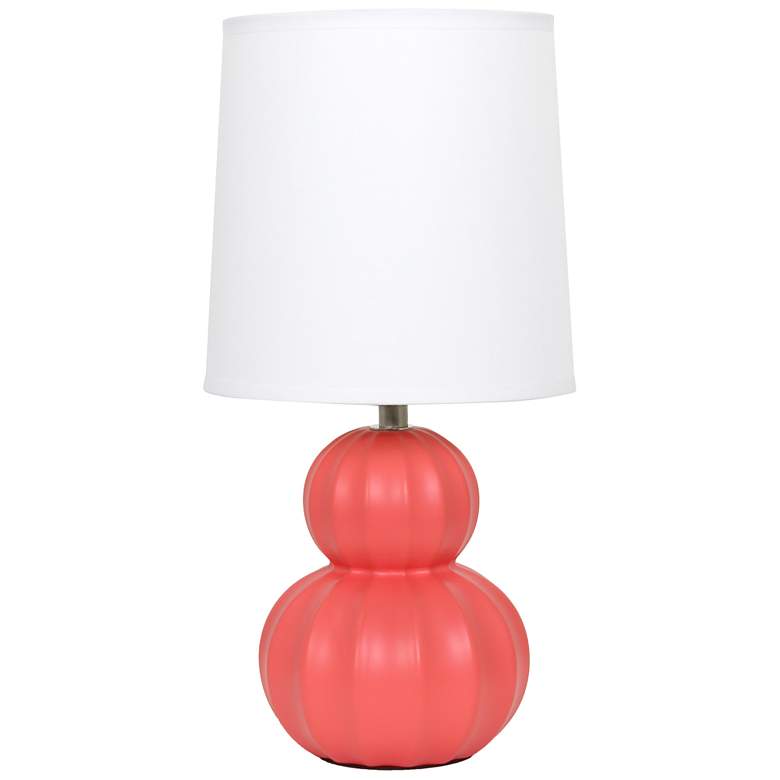 Image 2 Simple Designs 12.5" Stacked Gourd CRMC Tb Lp, Orange, White Fabric Shade