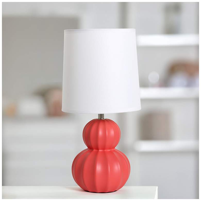 Image 1 Simple Designs 12.5" Stacked Gourd CRMC Tb Lp, Orange, White Fabric Shade