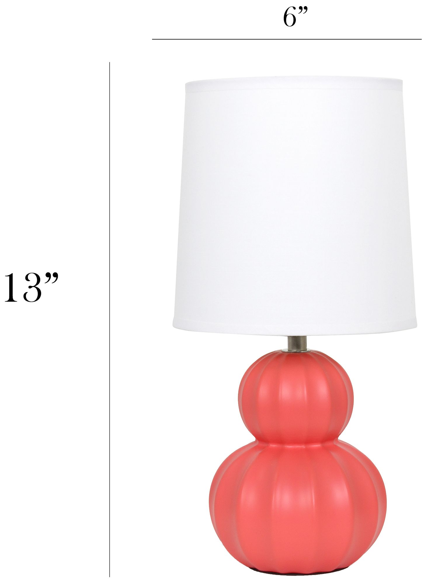 Simple Designs 12.5" Stacked Gourd CRMC Tb Lp, Orange, White Fabric Shade