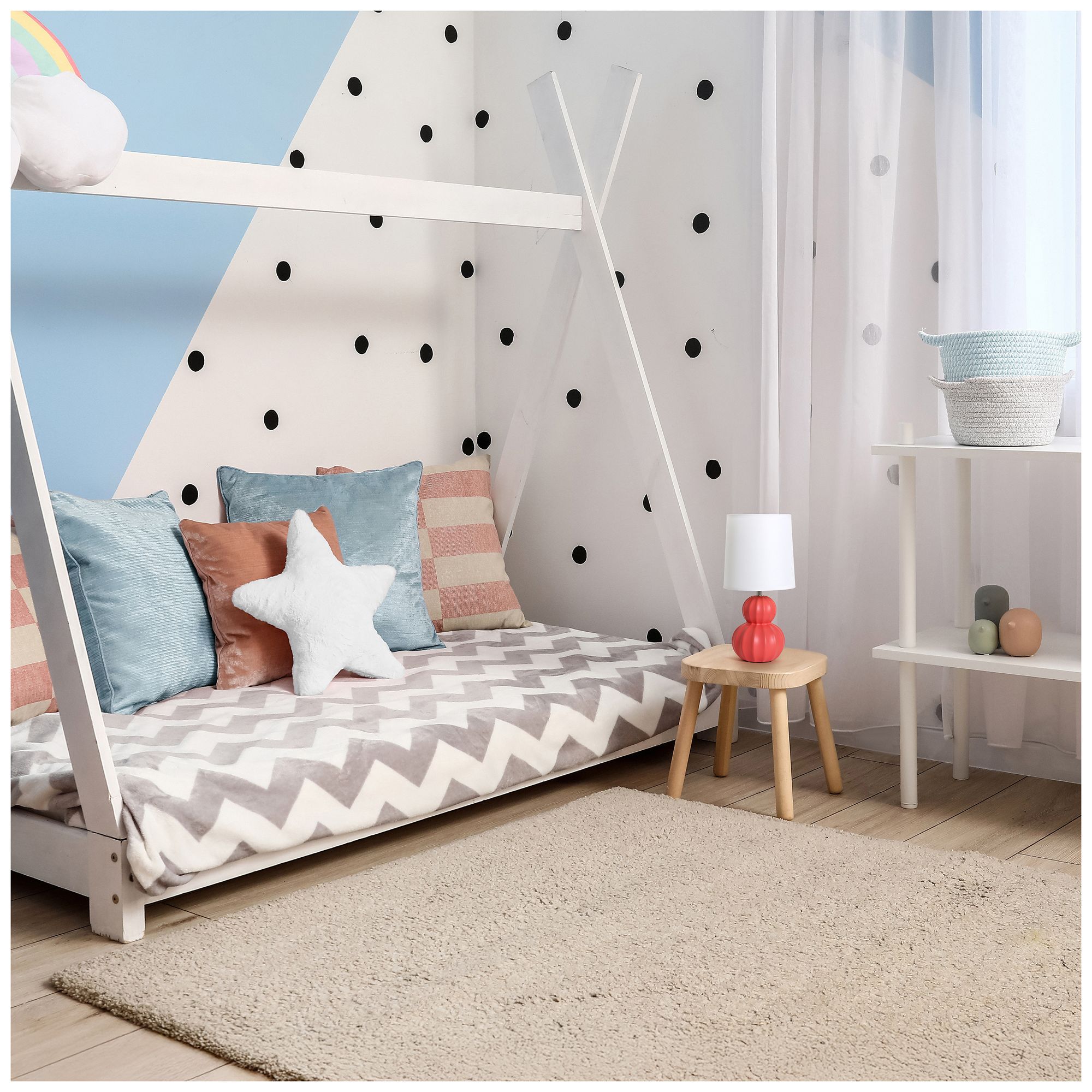 Simple Designs 12.5" Stacked Gourd CRMC Tb Lp, Orange, White Fabric Shade