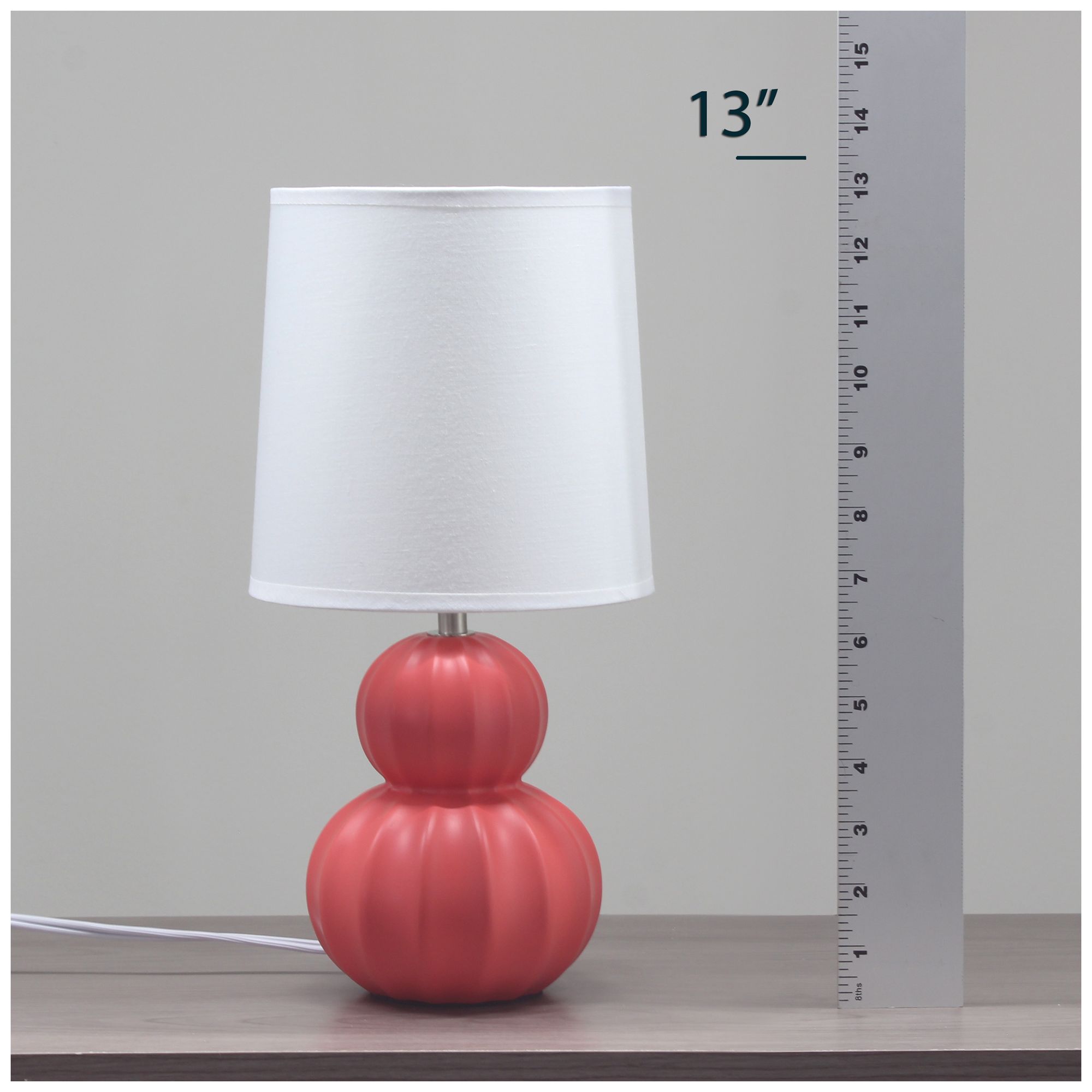 Simple Designs 12.5" Stacked Gourd CRMC Tb Lp, Orange, White Fabric Shade