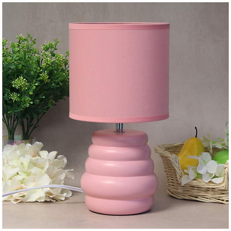 Image 1 Simple Designs 12.68" Chic Glow Stacked Ceramic Tb Lp, Mono Fbc Shade, Pink