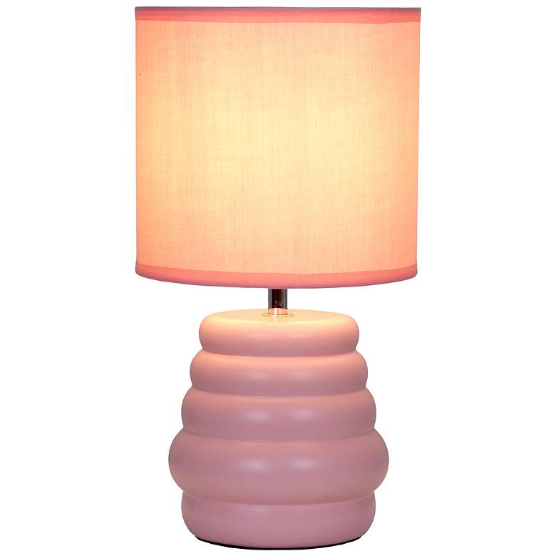 Image 4 Simple Designs 12.68" Chic Glow Stacked Ceramic Tb Lp, Mono Fbc Shade, Pink more views