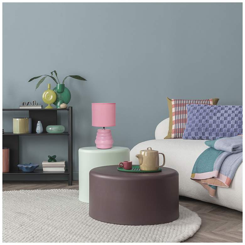 Image 6 Simple Designs 12.68" Chic Glow Stacked Ceramic Tb Lp, Mono Fbc Shade, Pink more views