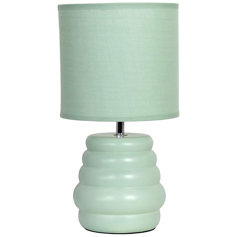 Image 3 Simple Designs 12.68" Chic Glow Stacked Ceramic Tblmp, Mono Fbc Shd, LT GRN more views