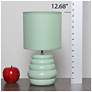 7_Simple Designs 12.68" Chic Glow Stacked Ceramic Tblmp, Mono Fbc Shd, LT GRN more views