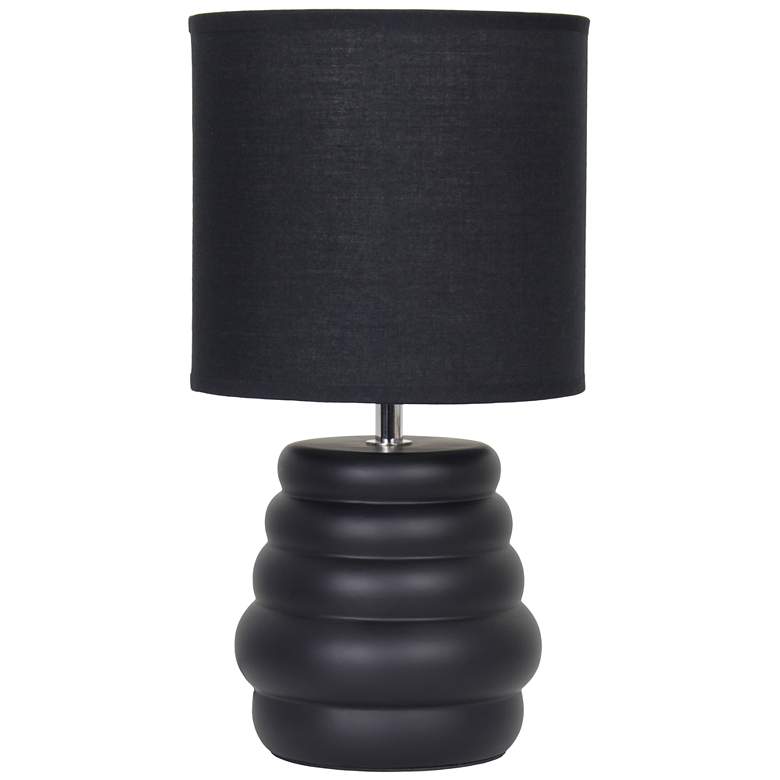 Image 2 Simple Designs 12.68" Chic Glow Stacked Crmc Tb Lp, Mono Fabric Shade, Blk