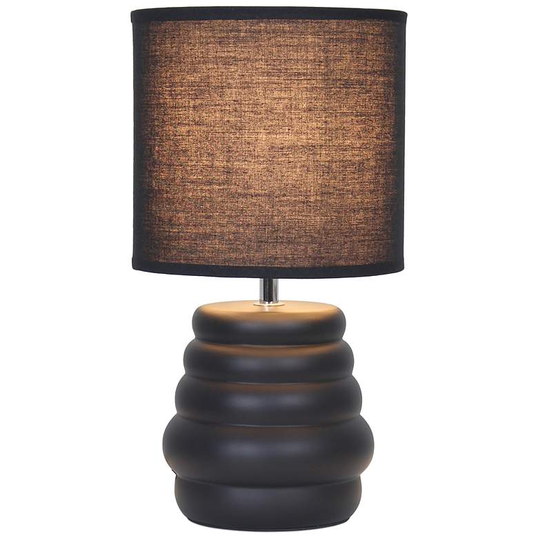 Image 4 Simple Designs 12.68" Chic Glow Stacked Crmc Tb Lp, Mono Fabric Shade, Blk more views