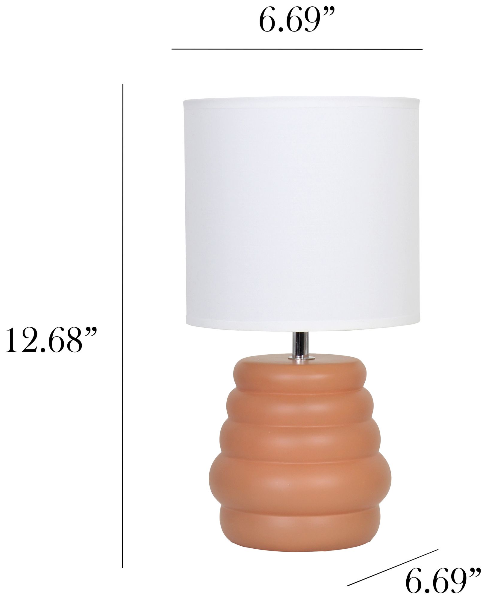 Simple Designs 12.68" Chic Glow Stacked Tb Lp, Mono Fabric Shd, Terracotta