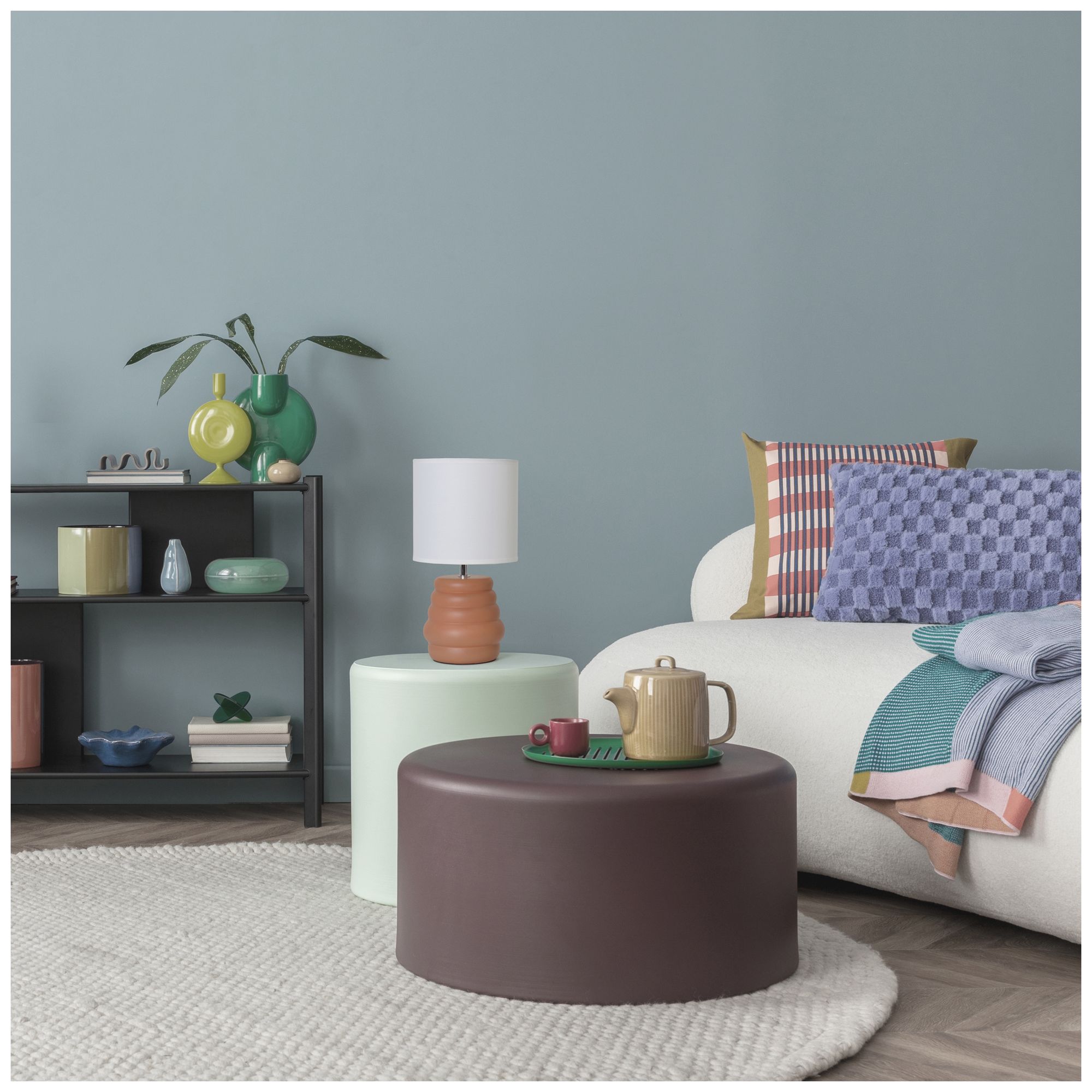 Simple Designs 12.68" Chic Glow Stacked Tb Lp, Mono Fabric Shd, Terracotta